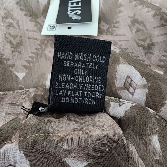 Steve Madden Womens Kimono One Size OSFM Ikat Printed Short Sleeve Clay Tassels - Picture 12 of 12